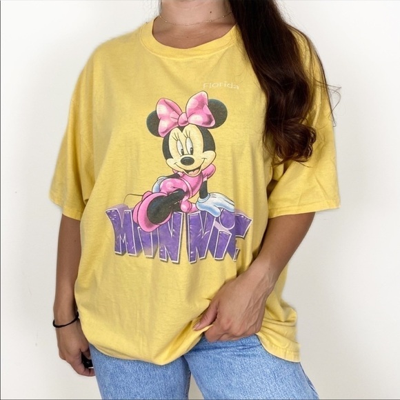 Golden Yellow Retro Minnie Mouse Graphic FL Tee Tshirt Casual Retro XXL - Picture 2 of 7
